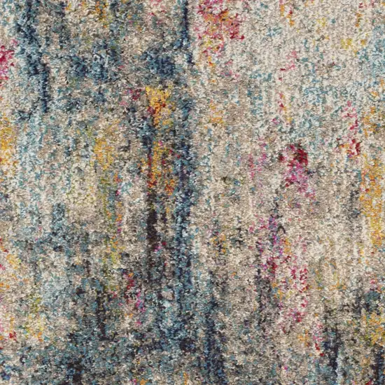 Blue And Beige Abstract Power Loom Non Skid Area Rug Photo 3