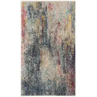 Photo of Blue And Beige Abstract Power Loom Non Skid Area Rug