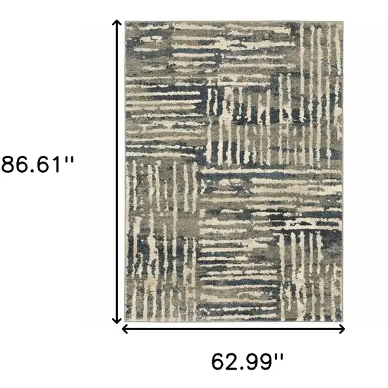 Blue And Beige Abstract Power Loom Stain Resistant Area Rug Photo 10