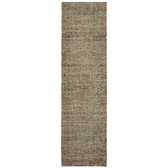 Blue And Beige Geometric Power Loom Runner Rug Photo 1