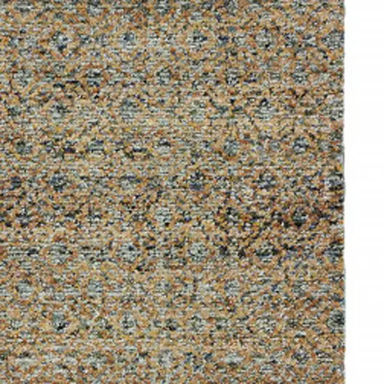 Blue And Beige Geometric Power Loom Runner Rug Photo 3