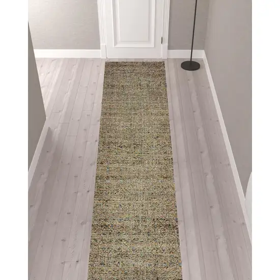 Blue And Beige Geometric Power Loom Runner Rug Photo 2