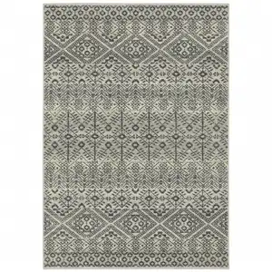 Photo of Blue And Beige Geometric Power Loom Stain Resistant Area Rug