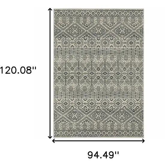 Blue And Beige Geometric Power Loom Stain Resistant Area Rug Photo 10