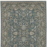 Photo of Blue And Beige Oriental Area Rug With Fringe