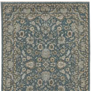 Photo of Blue And Beige Oriental Area Rug With Fringe