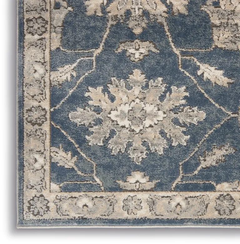 Blue And Beige Oriental Non Skid Area Rug Photo 3