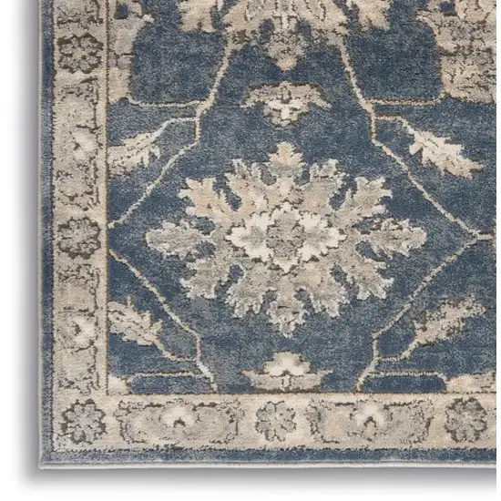 Blue And Beige Oriental Non Skid Area Rug Photo 3