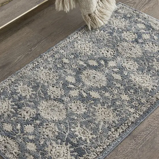 Blue And Beige Oriental Non Skid Area Rug Photo 5