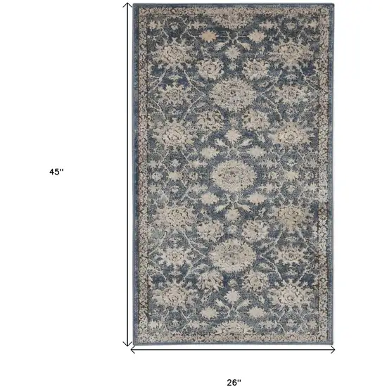 Blue And Beige Oriental Non Skid Area Rug Photo 6