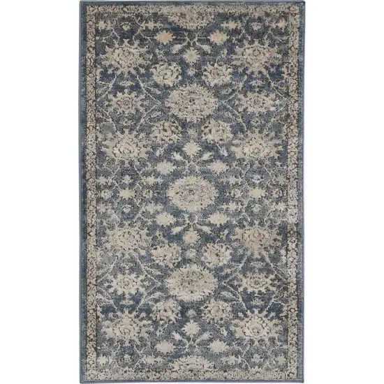 Blue And Beige Oriental Non Skid Area Rug Photo 1