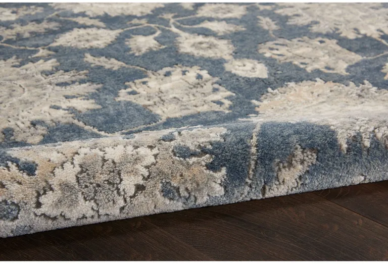 Blue And Beige Oriental Non Skid Area Rug Photo 4