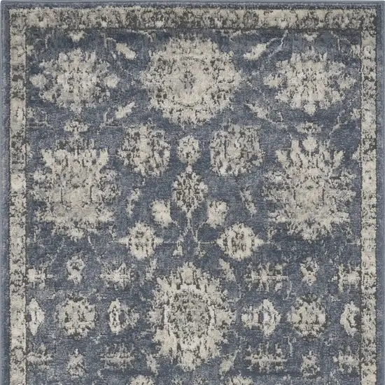 Blue And Beige Oriental Power Loom Non Skid Area Rug Photo 7