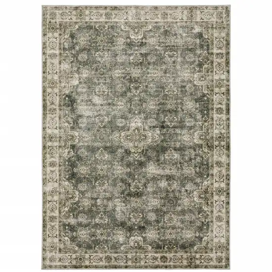 Blue And Beige Oriental Printed Stain Resistant Non Skid Area Rug Photo 2