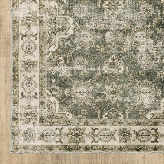 Blue And Beige Oriental Printed Stain Resistant Non Skid Runner Rug Photo 2