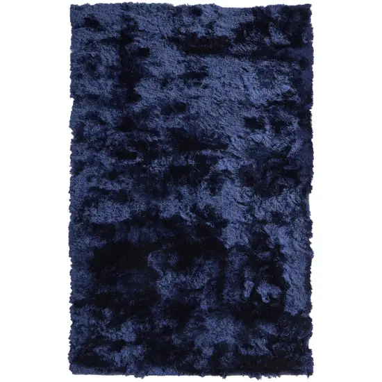 Blue And Black Shag Tufted Handmade Area Rug Photo 1