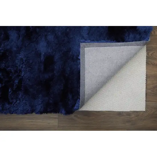 Blue And Black Shag Tufted Handmade Area Rug Photo 3