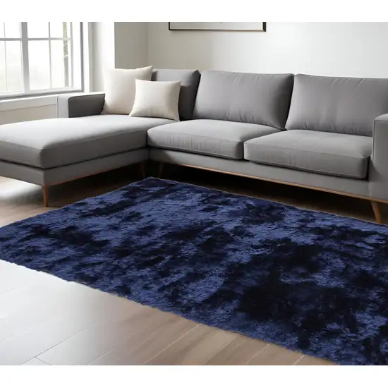 Blue and Black Shag Hand Tufted Area Rug Photo 1