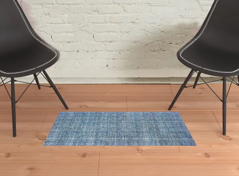 Blue And Brown Floral Power Loom Stain Resistant Area Rug Photo 2