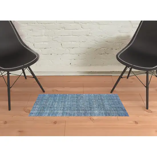 Blue And Brown Floral Power Loom Stain Resistant Area Rug Photo 2