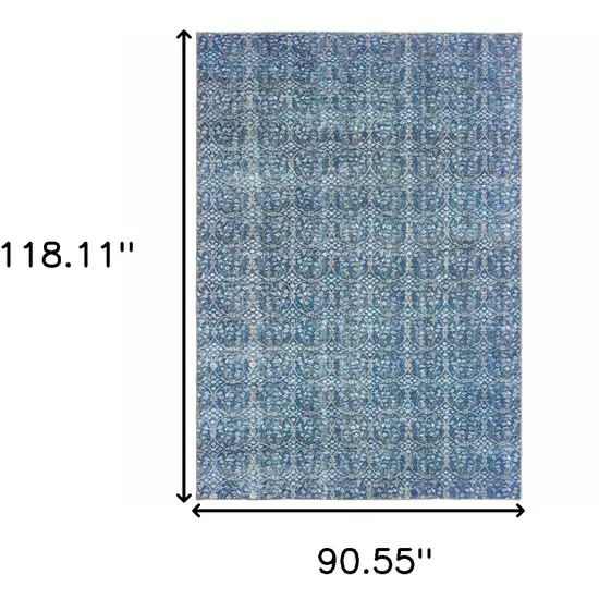 Blue And Brown Floral Power Loom Stain Resistant Area Rug Photo 5