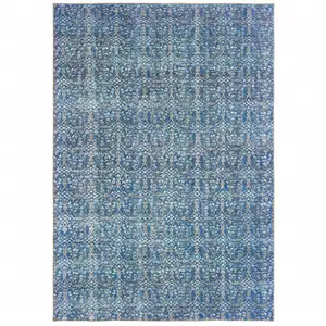 Photo of Blue And Brown Floral Power Loom Stain Resistant Area Rug