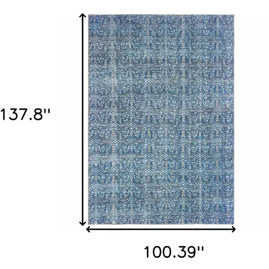 Blue And Brown Floral Power Loom Stain Resistant Area Rug Photo 5