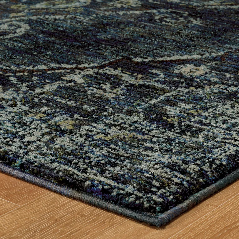 Blue And Brown Oriental Power Loom Stain Resistant Area Rug Photo 3