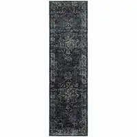 Photo of Blue And Brown Oriental Power Loom Stain Resistant Runner Rug