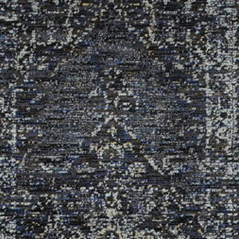 Blue And Brown Oriental Power Loom Stain Resistant Runner Rug Photo 3