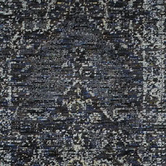 Blue And Brown Oriental Power Loom Stain Resistant Runner Rug Photo 3