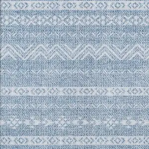 Photo of Blue And Denim Blue Southwestern Washable Indoor Outdoor Area Rug