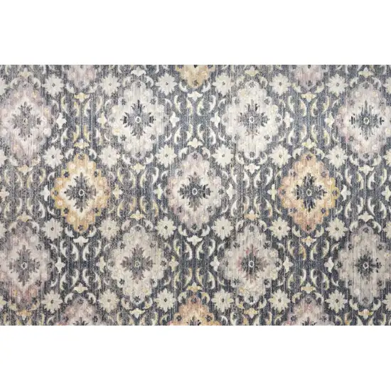 Blue And Gold Floral Stain Resistant Area Rug Photo 8