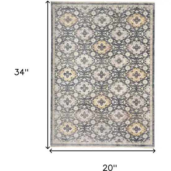 Blue And Gold Floral Stain Resistant Area Rug Photo 10