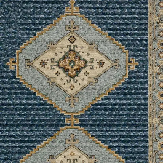 Blue And Gold Medallion Area Rug Photo 9