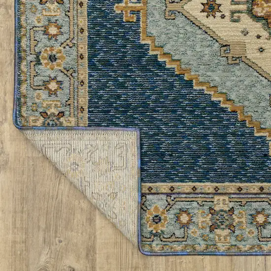 Blue And Gold Medallion Area Rug Photo 7