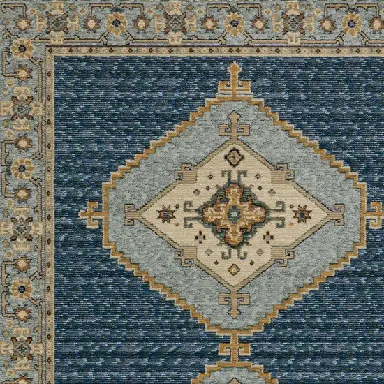 Blue And Gold Medallion Area Rug Photo 6