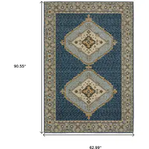 Photo of Blue And Gold Medallion Area Rug