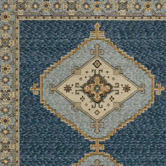 Blue And Gold Medallion Area Rug Photo 6