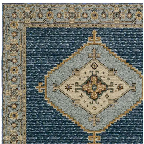 Blue And Gold Medallion Area Rug Photo 6