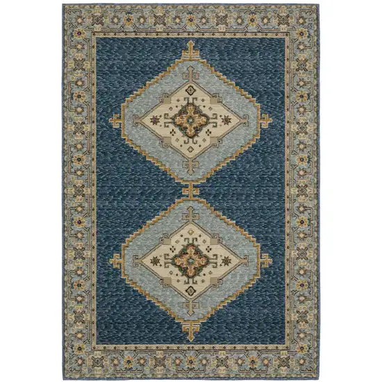 Blue And Gold Medallion Area Rug Photo 2