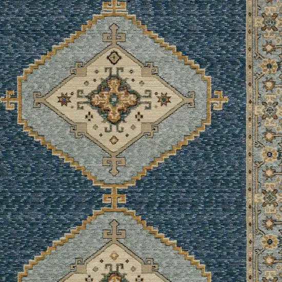 Blue And Gold Medallion Area Rug Photo 7