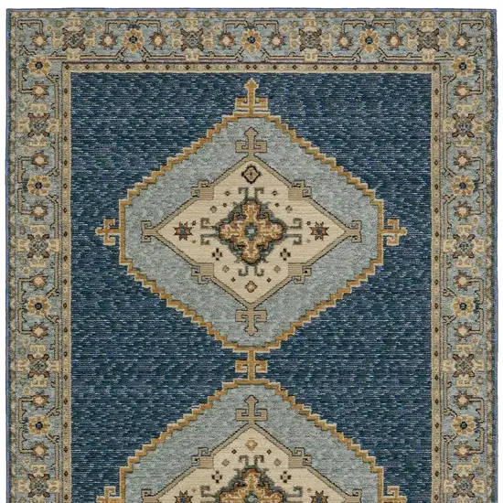 Blue And Gold Medallion Area Rug Photo 4