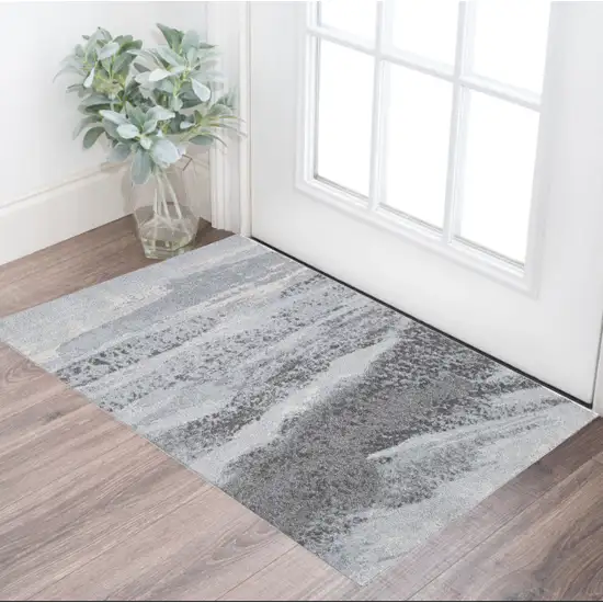 Blue And Gray Abstract Dhurrie Area Rug Photo 1