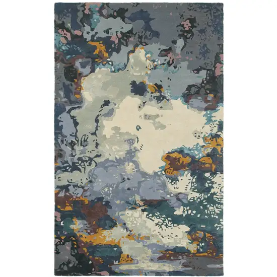 Blue And Gray Abstract Hand Tufted Area Rug Photo 2