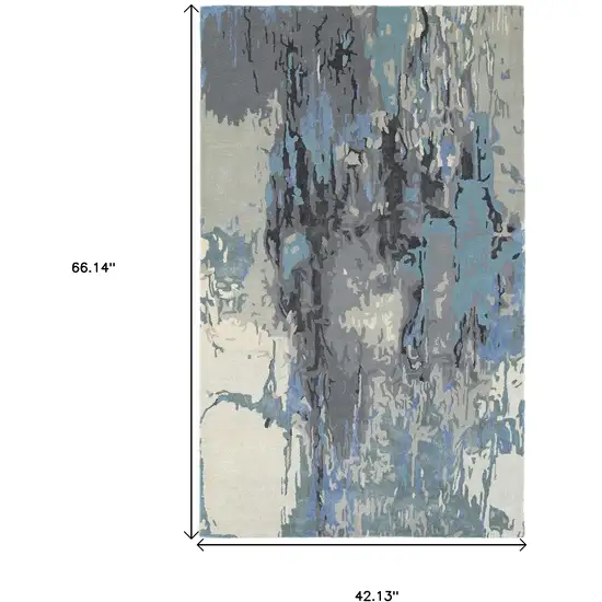 Blue And Gray Abstract Hand Tufted Area Rug Photo 3