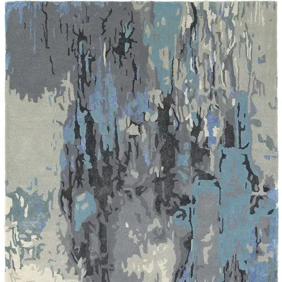 Blue And Gray Abstract Hand Tufted Area Rug Photo 4