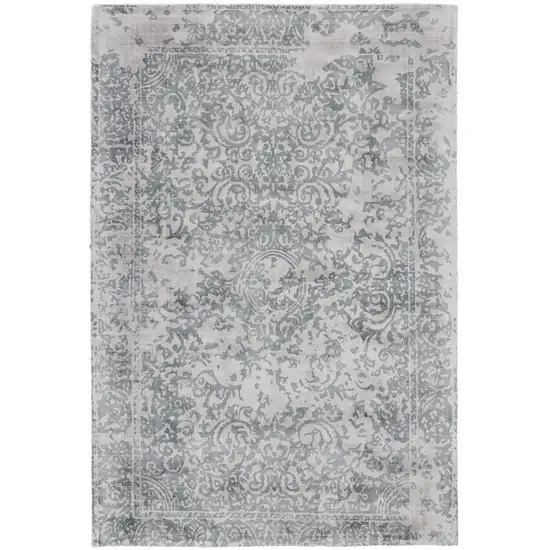 Blue And Gray Abstract Hand Woven Area Rug Photo 1