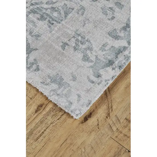 Blue And Gray Abstract Hand Woven Area Rug Photo 3