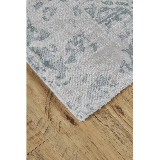 Blue And Gray Abstract Hand Woven Area Rug Photo 4